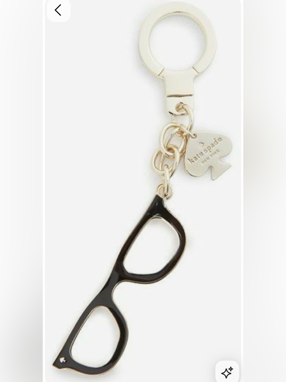 kate spade Black and Gold Glasses Charm Keyring